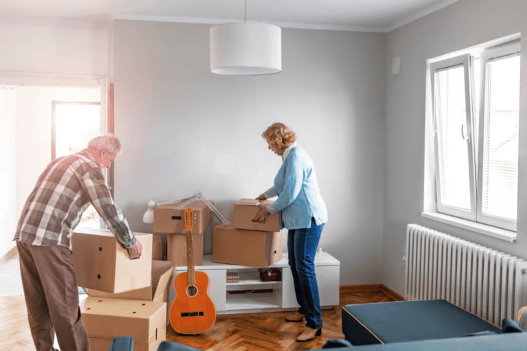 Family packing up an inherited house.